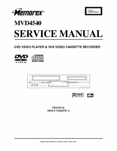 Memorex MVD4540 Service Manual - Dvd Player e VHS Recorder - (3.690Kb)  pag. 73