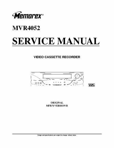 Memorex MVR4052 Service Manual Video Cassette Recorder - pag. 52