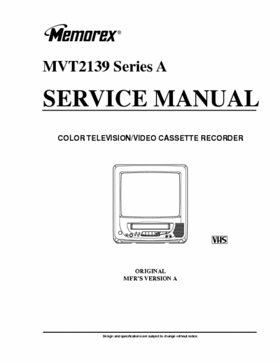 Memorex MVT2139 Series A Service Manual Color Television/video Cassette Recorder - (3.566Kb) Part 1/2 - pag. 68