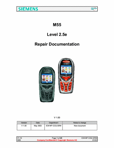 Siemens M55 M55
Level 2.5e
Repair Documentation