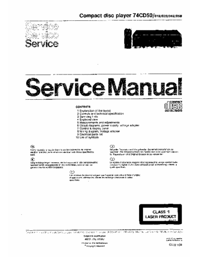 Marantz CD50 Service Manual