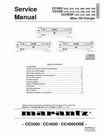 Marantz CC3000, CC4000 5 cd changer