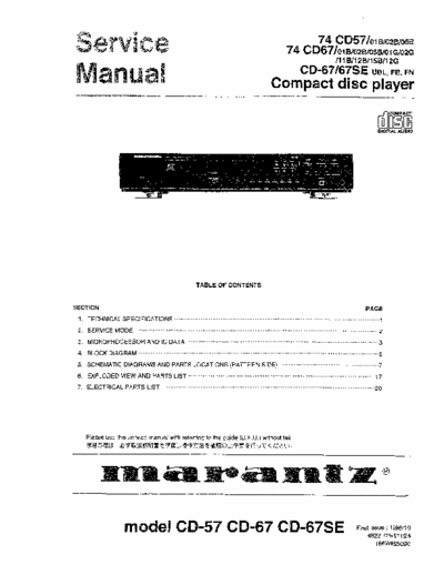 Marantz CD57, CD67 cd player