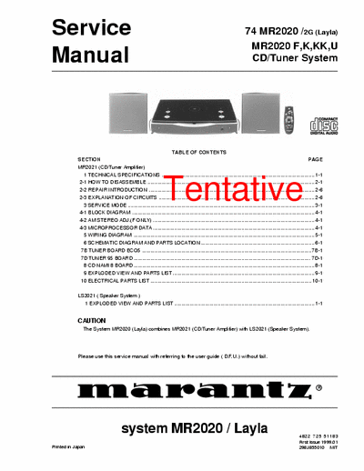 Marantz MR2020 cd + tuner