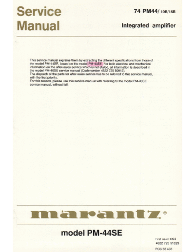 MARTANTZ PM-44se Amplifier MARANTZ PM-44se service manual