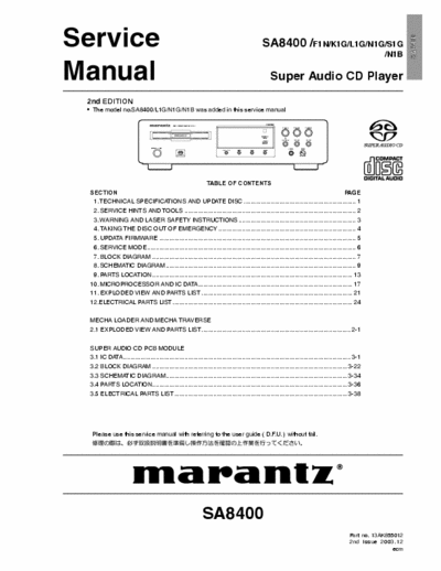 Marantz SA8400 cd player