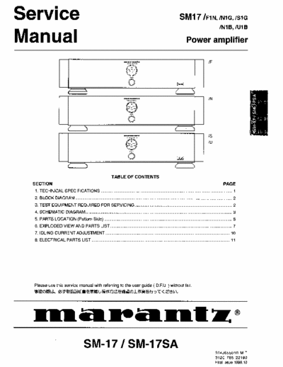 Marantz SM17 power amplifier