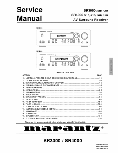 Marantz SR3000, SR4000 receiver