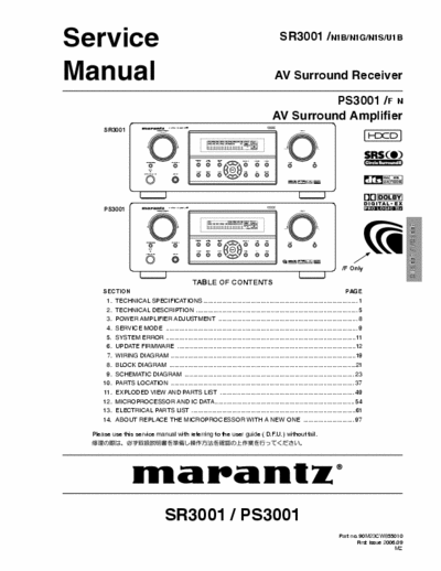 Marantz SR3001 receiver