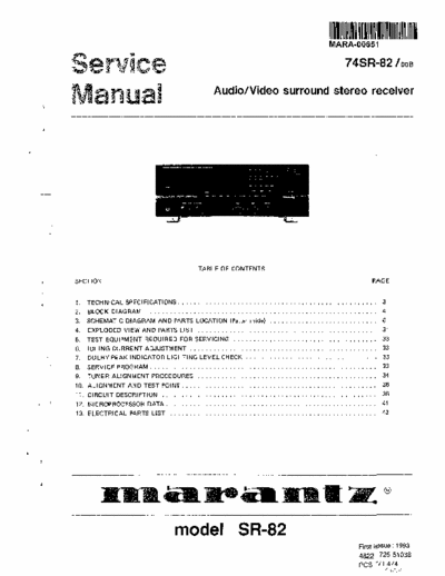 Marantz SR82 receiver