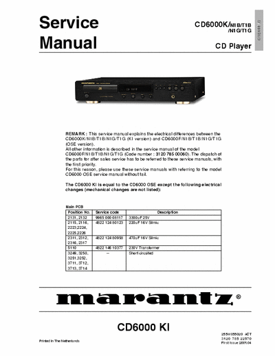 Marantz CD6000 KI Service manual