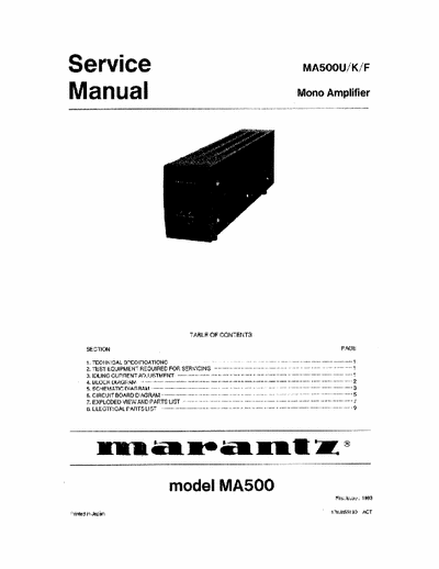 MARANTZ MA500 Marantz MA-500 mono power amplifier.