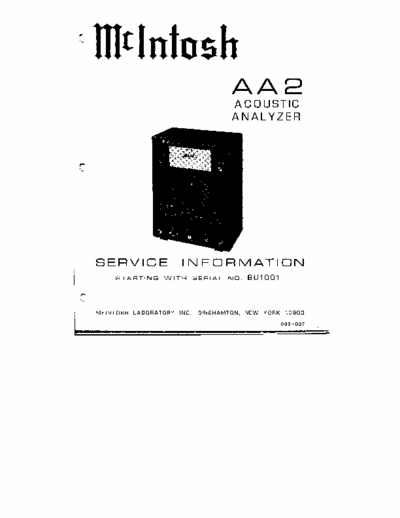 McIntosh AA2 acoustic analyzer