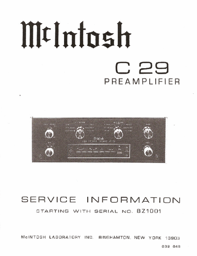 McIntosh C29 preamp