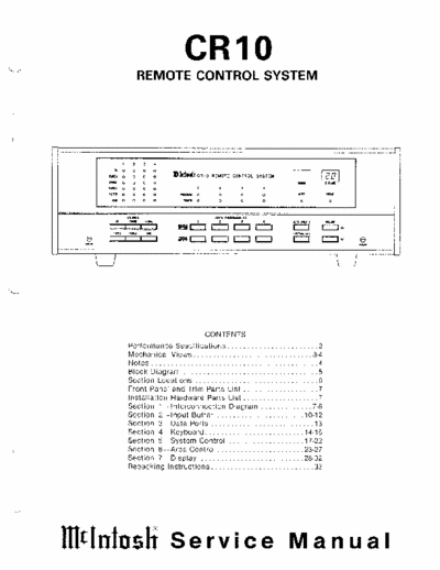 McIntosh CR10 remote controller