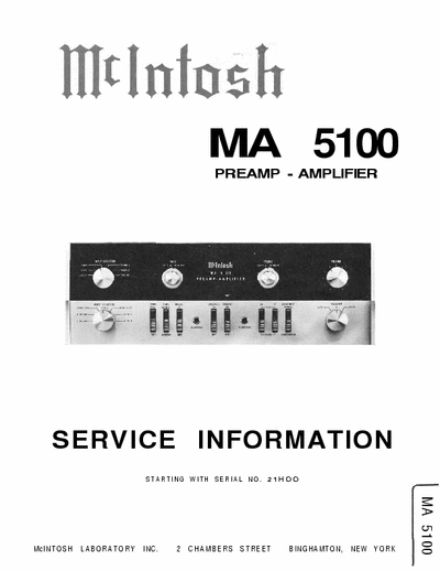 McIntosh MA5100 integrated amplifier s.m.