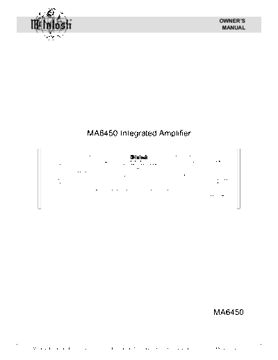 McIntosh MA6450 McIntosh MA-6450 Stereo Integrated Amplifier Owners-Manual