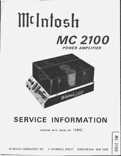 McIntosh MC2100 power amplifier