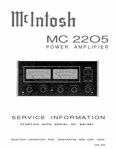 McIntosh MC2205 power amplifier