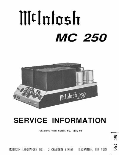 McIntosh MC250 power amplifier