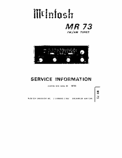 McIntosh MR73 tuner