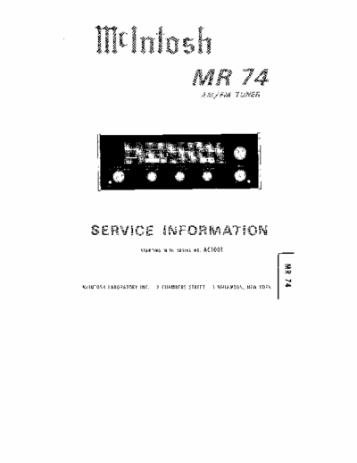 McIntosh MR74 tuner