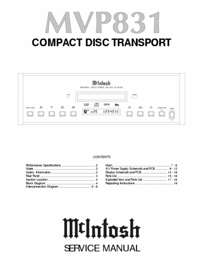 McIntosh MVP831 cd/dvd player