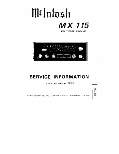 McIntosh MX115 preamp + tuner