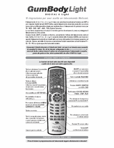 Meliconi Digital 6 Telecomando Universale programmabile