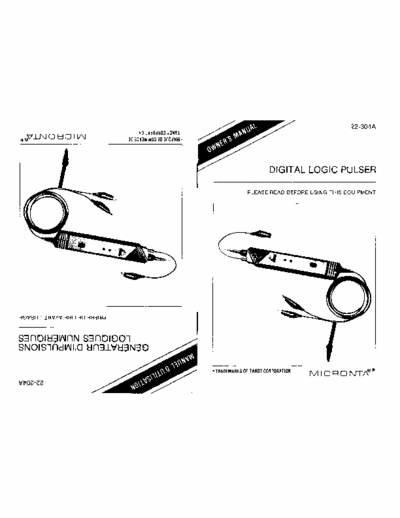 Micronta 22-304A Hand Held Digital Logic Pulser from Tandy Corp. circa. 1986, English / French
