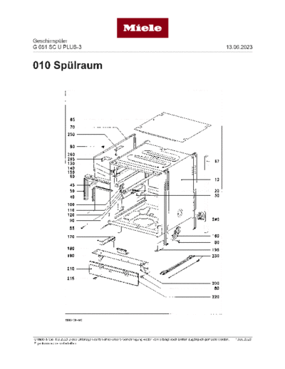 Miele G651 Drawings with spare parts lists