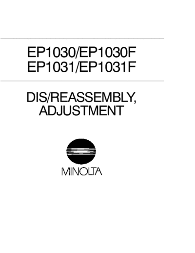 Konica Minolta EP 1031 Service Manual