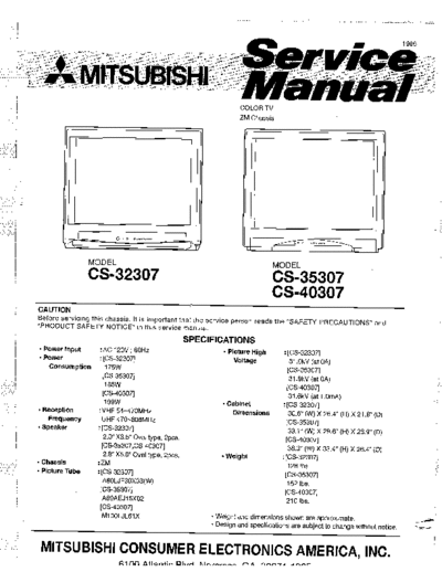Mitsubishi CS-32307, CS-35307, CS-40307 Mitsubishi CS-32307, CS-35307, CS-40307 (Chassis ZM) (Service Manual)