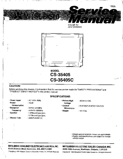 Mitsubishi CS-35405, CS-35405C Mitsubishi CS-35405, CS-35405C (Chassis JU-2) (Service Manual)