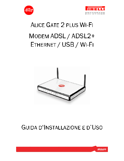 Pirelli ALICE GATE 2 PLUS WI-FI User manuale for Modem router WI-FI