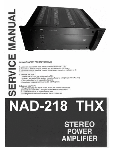 NAD 218 THX 218 THX Power Amplifier