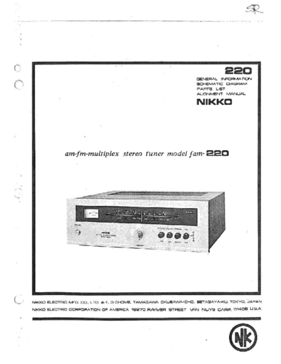 NIKKO FAM-220 AM/FM TUNER