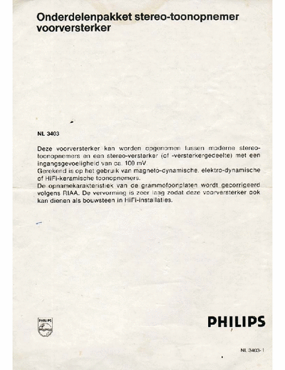 Philips NL3403_RIAA Preamp NL3403 RIAA Preamp Kit as new PDF-File