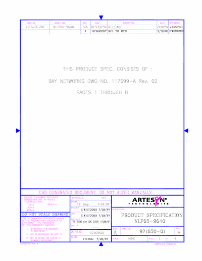 Artesyn Technology NLP65-9640 PDF for Nortel Baystack 350 Router 65 Watt Supply