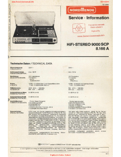 NORMENDE HIFI stereo 9000SCP original service manual