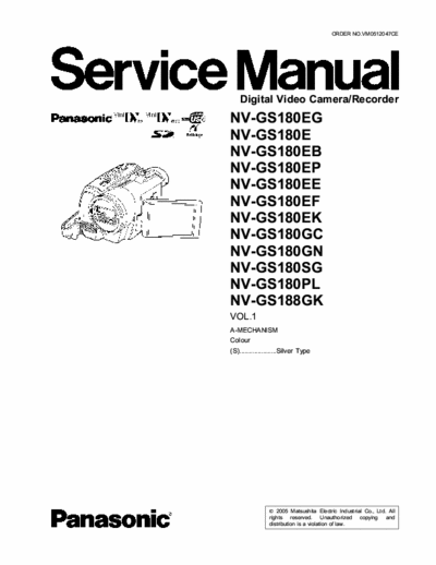 panasonic NV-GS180 Service Manual NV-GS180