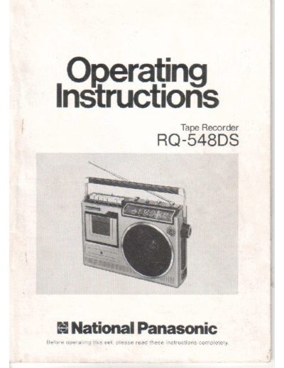 National Panasonic RQ-548DS Tape Recorder