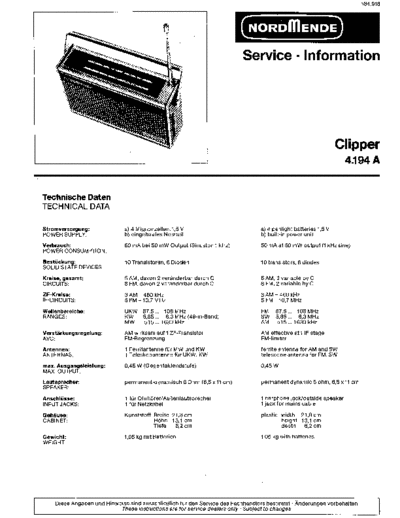 Nordmende Clipper 4.194 A service manual