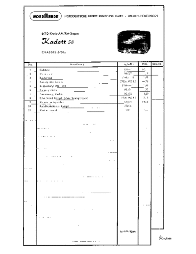 Nordmende Elektra Kadett 58 service manual