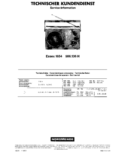 Nordmende essex 1654 service manual