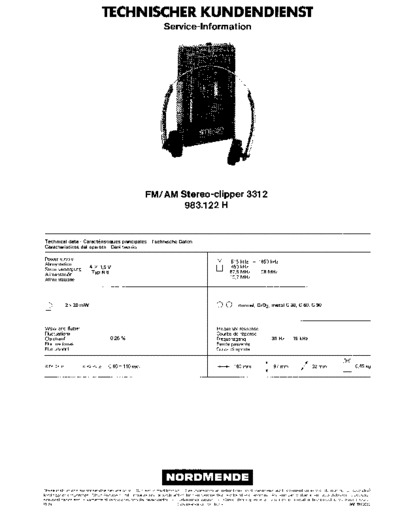 Nordmende FM AM Stereo-clipper 3312 service manual