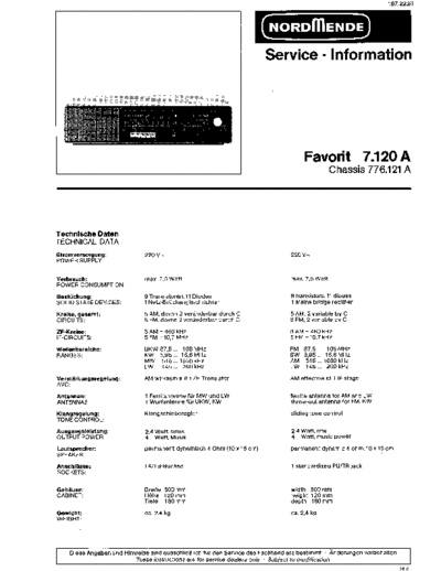 Nordmende Favorit 7.120 service manual