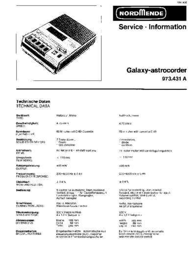 Nordmende Galaxy astrocorder 973.431 A0 service manual