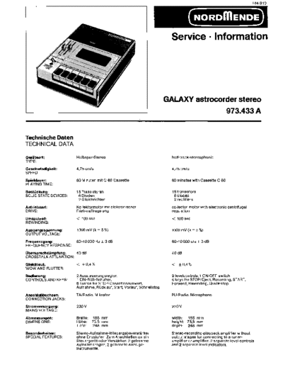 Nordmende Galaxy astrocorder stereo 973.433A service manual