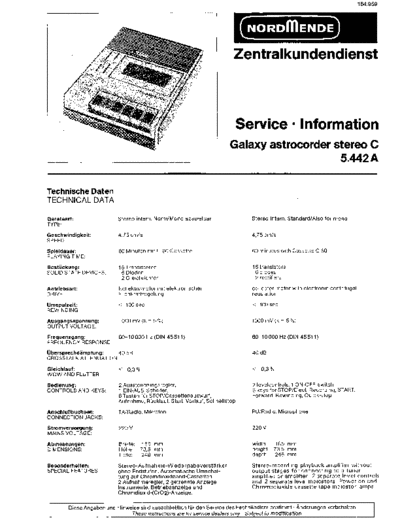 Nordmende Galaxy astrorecorder stereo C 5.442 A service manual